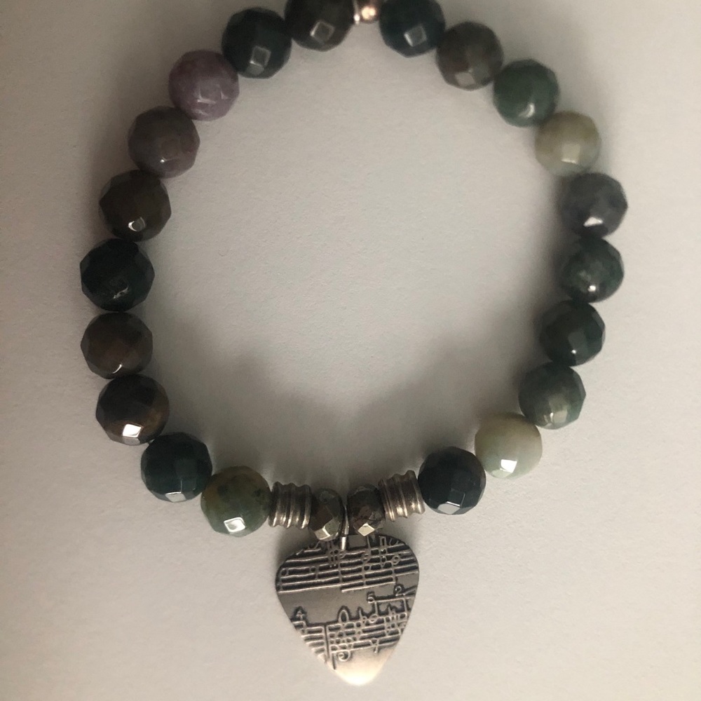 T. Jazelle Multicolored Stone Guitar Pic Bracelet